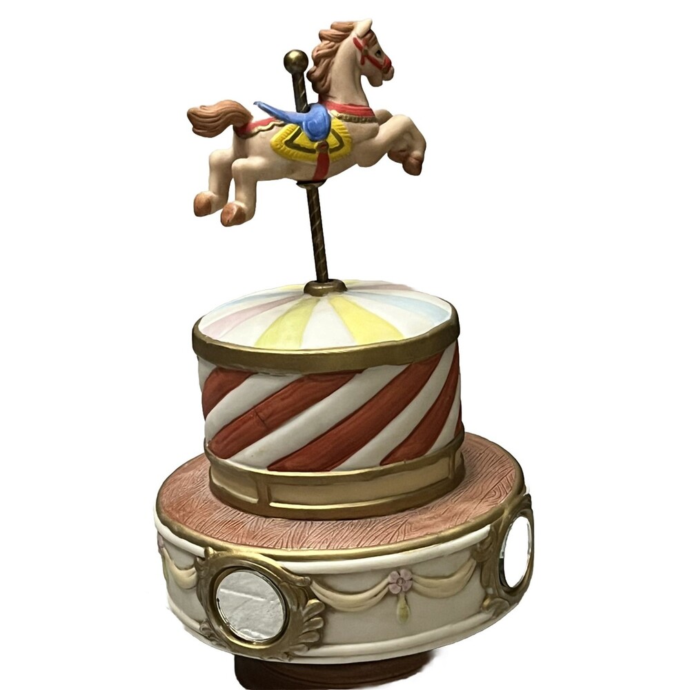 Lefton China Carousel Horse Music Box Hand Painted Vintage 80s Collectible VIDEO